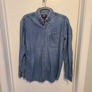 Vintage Faded Glory Men's Denim Long Sleeve Size Medium Pre-Owned 100% Cotton